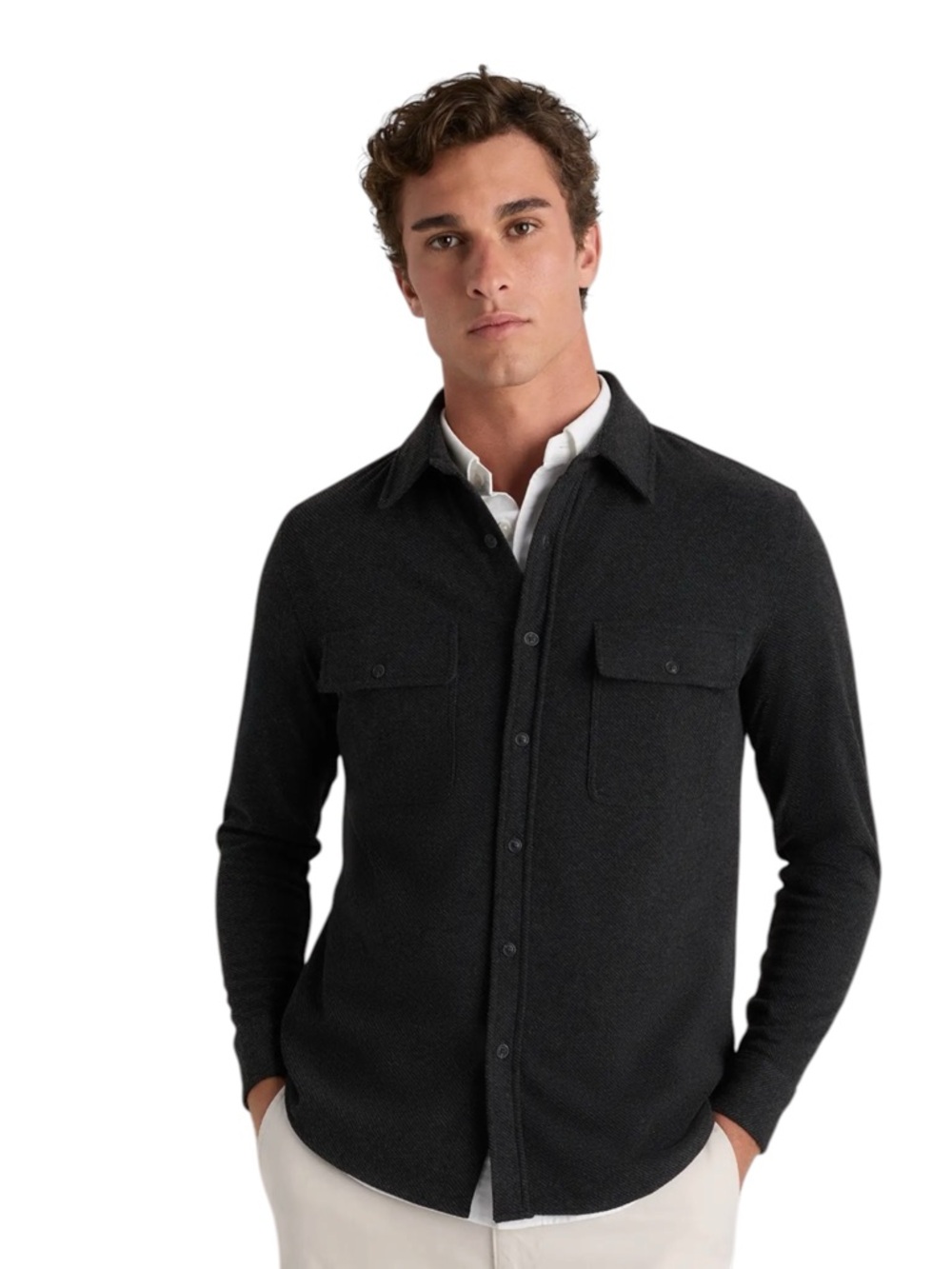 Quince NWT Stretch Sweater Fleece Shirt - Charcoal Twill (Med.)